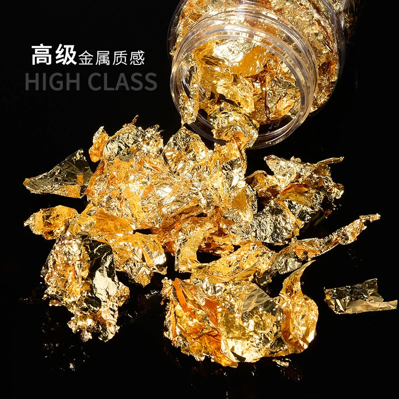 Gold Leaf Flakes Foil Paper Nail Art Sequin Epoxy Resin Filling Silver Foil Paper Copper Sequins DIY Nail Jewelry Deco