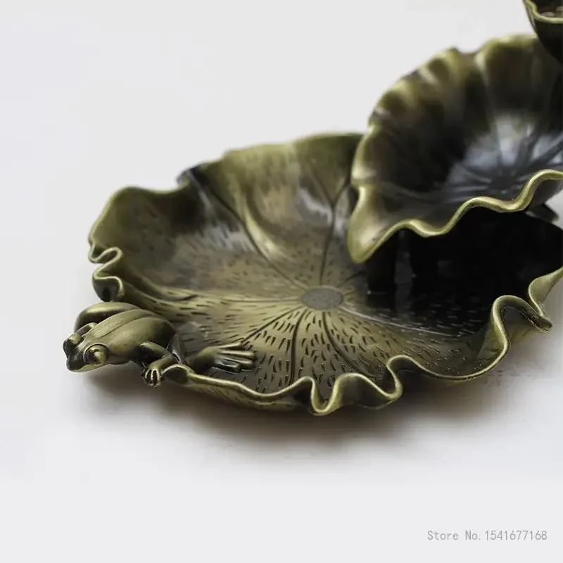 Creative Backflow Incense Burner, Metal Lotus Pond, Moonlight, Home, Chinese Zen Tea Ceremony, Ornamental Lotus Leaf, 1Pc