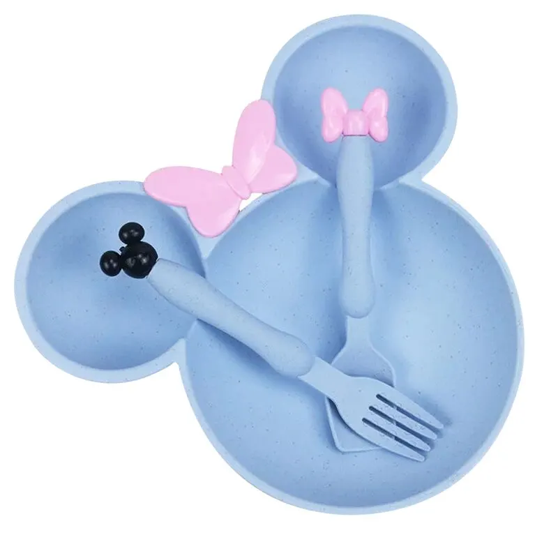 Baby Tableware Set Wheat Straw Baby Cartoon Tableware Set Children's Dishes Kids Dinner Platos
