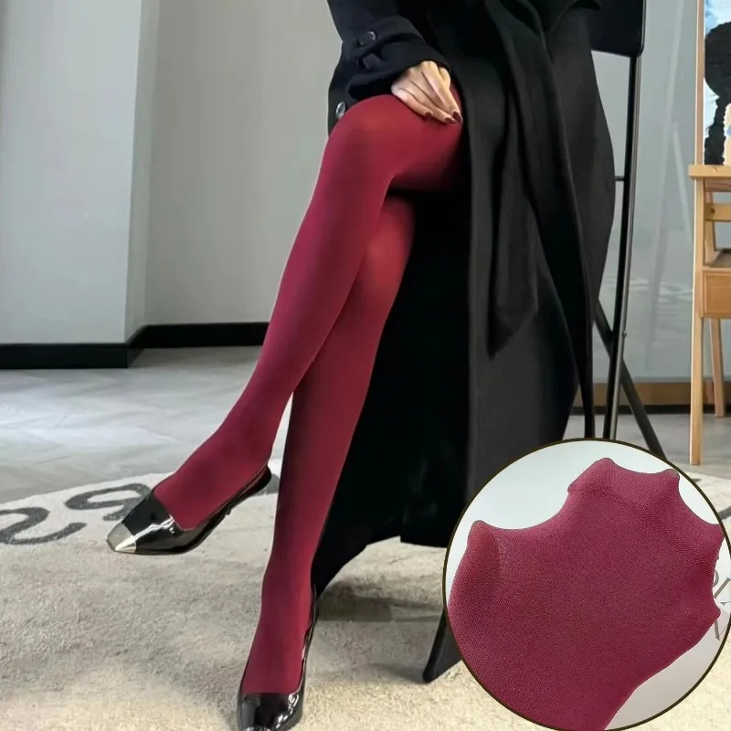 1/2Pcs Vintage Wine Red Stocking Women Sexy Burgundy Thin Thick Super Elastic Tights Anti-Hooker Senior Pantyhose Long Socks
