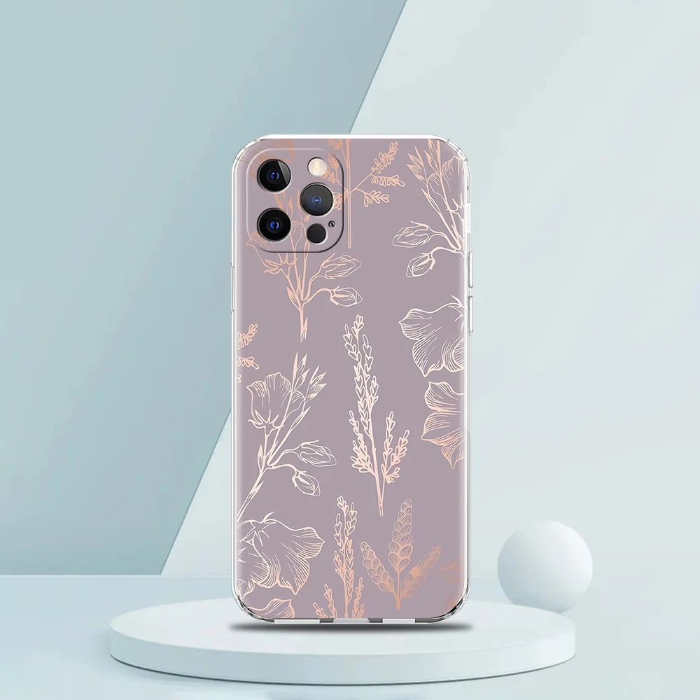 Gold Rose Love Heart Luxury Soft Silicone Clear Phone Case