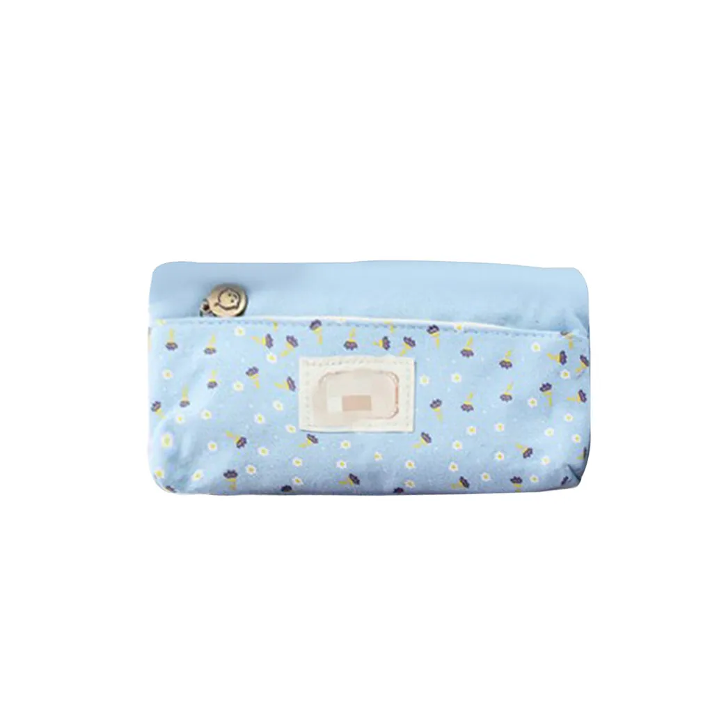 

Flower Double Zipper Pencil Bag Floral Children Students Pen Case School Stationery Cosmetic Pouch