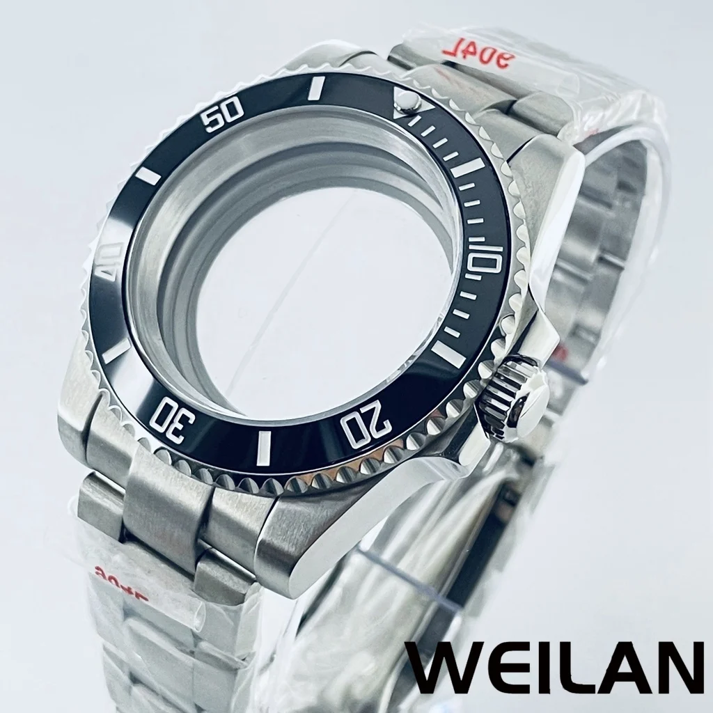 Silver Watch Case with Ceramic Bezel and Sapphire Crystal