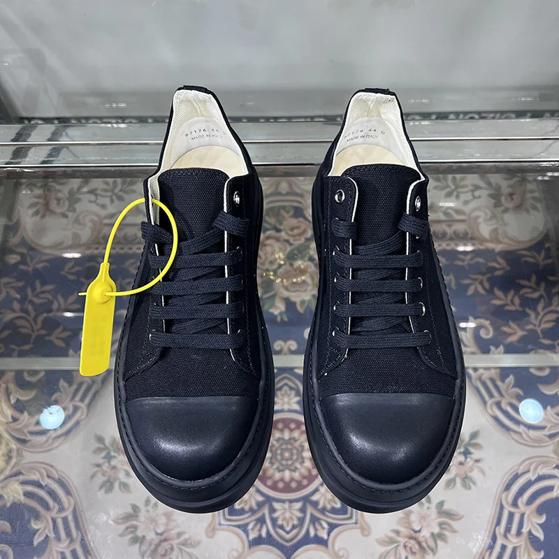 Casual Shoes Men Low Top Double Bumpers Thick Sole Canvas Black Dark Shadow Street Ro Lace Up Women Designer Luxury Sneakers 5