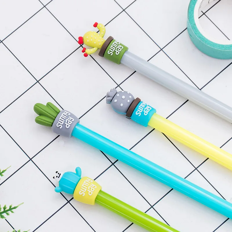 

Wholesale Creative Cartoon Cactus Potted Neutral Pen for Students Practical 0.5mm Full Needle Water Pen Direct Sales