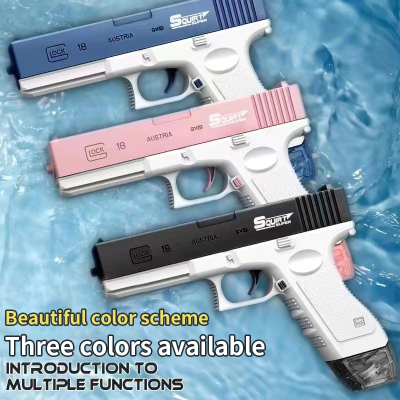 

2023 New Water Gun Electric Glock Pistol Shooting Toy Full Automatic Summer Water Beach Toy For Kids Children Boys Girls Adults