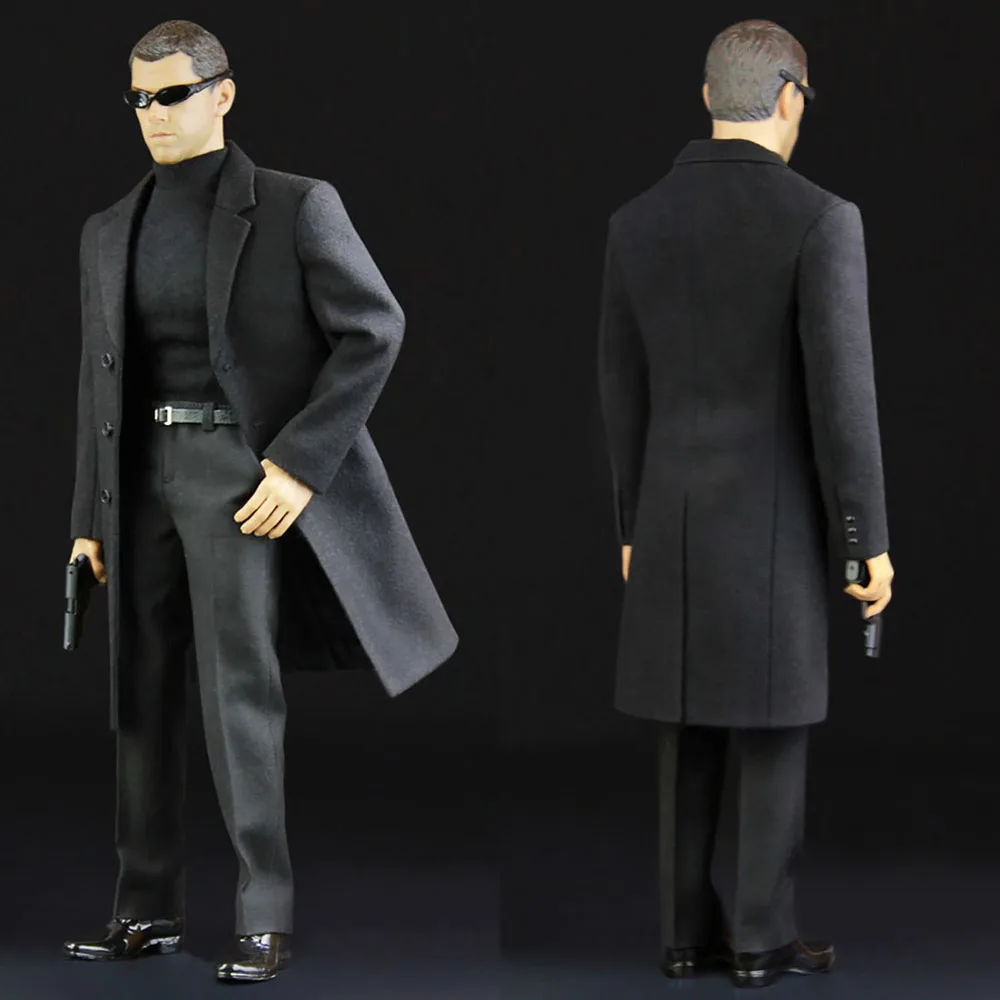 

Toy Center CEN-M03 1/6 Male Soldier Classic Black Set Black Agent of Overcoat Suit Fit 12'' Action Figure Body Doll