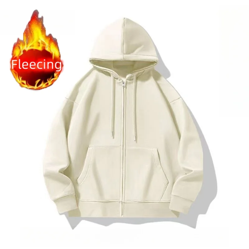 New In Winter Sportswear Women's Hoodie Red Casual Matching Coats & Jackets Fleece Outerwear Chic Trend Loose Long Sleeve Top