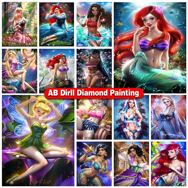 Diamond Painting Disney Princess Ink Style Square Round Cartoon 5D DIY  Embroidery Cross Stitch Mosaic Home Decor Gift Handmade