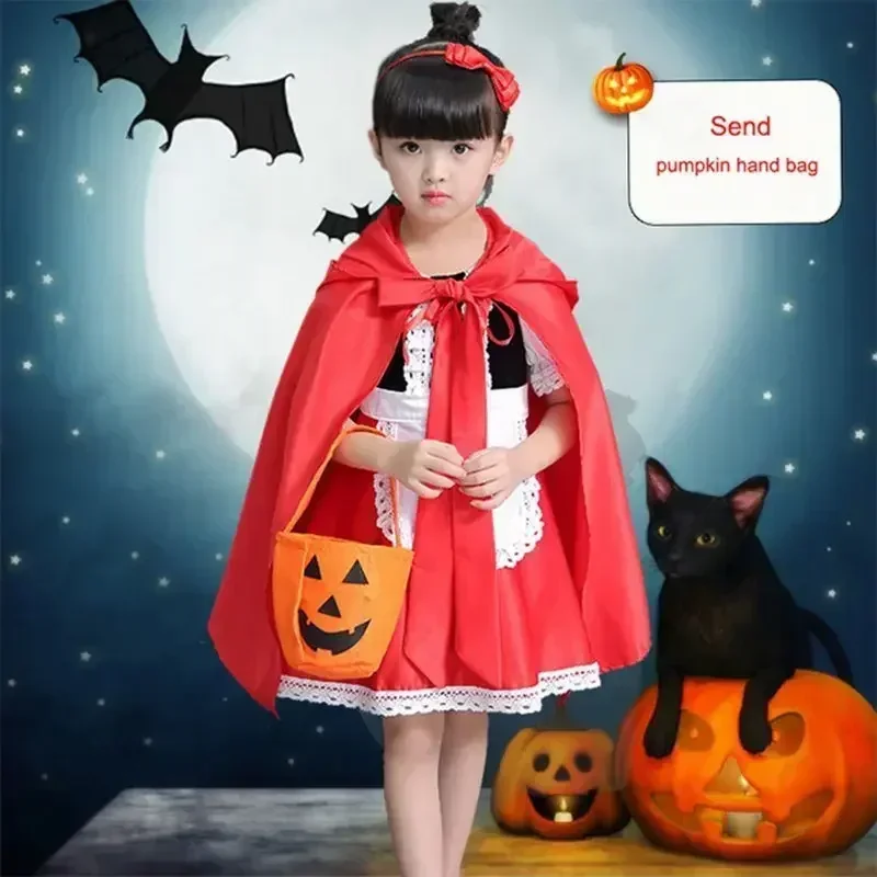 Little Red Riding Hood Costume for Girls, Children's Halloween Party Dress, Fancy Dress, Cloak Cosplay, Kids