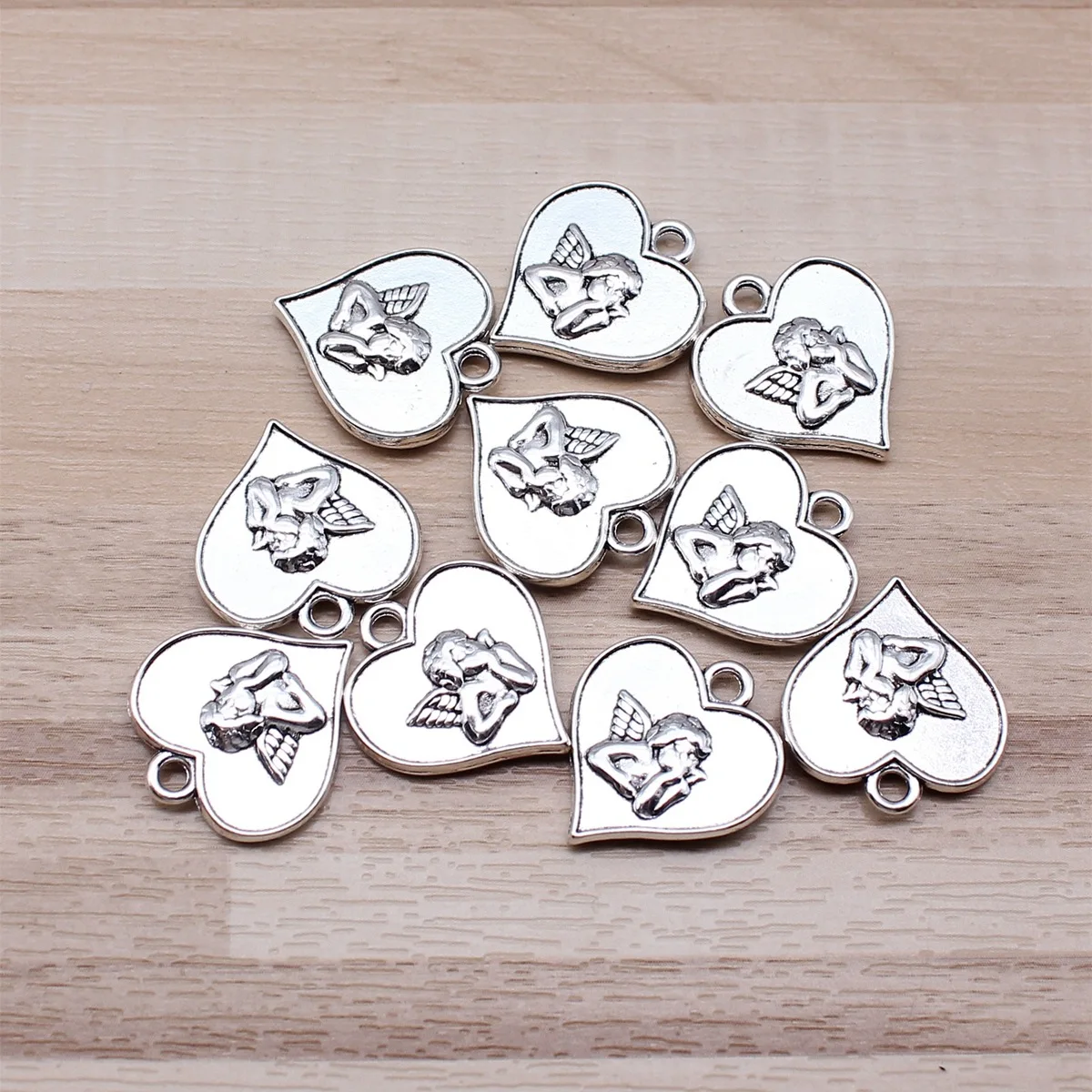 IFOCUS 큐피드 러브 엔젤 참, DIY 쥬얼리 제작, 아연 합금, 19x1 7mm, 0.75x0.67 인치, 10 개/로트