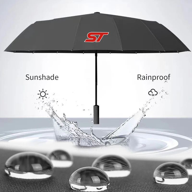 Car Fully Automatic Folding Umbrella Sunshade Accessories For Ford ST Racing Performance Explorer Focus Mk2 Fiesta Ranger Mondeo