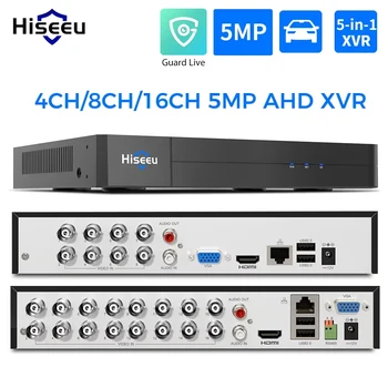 Hiseeu 5MP 4CH 8CH 16CH 5 IN1 XVR for AHD Analog TVI CVI CVBS Camera NVR For IP Cameras Vehicle/Face/Motion Detection Guard Live 1