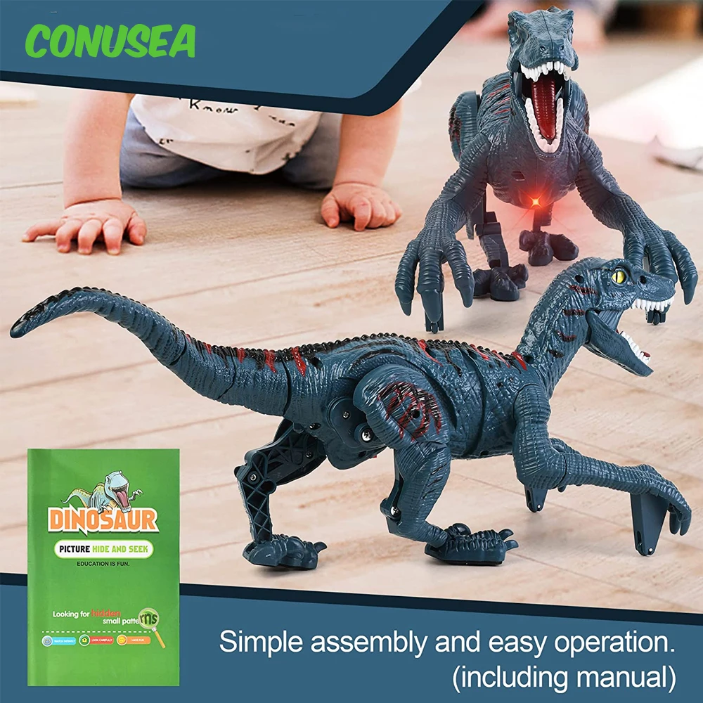 Remote Control Dinosaur Toys 8Ch 2.4G Radio Controlled Velociraptor Toy Imitates Walking Sounds Shaking Head Toy For Boy remote control dinosaur toys remote control toy