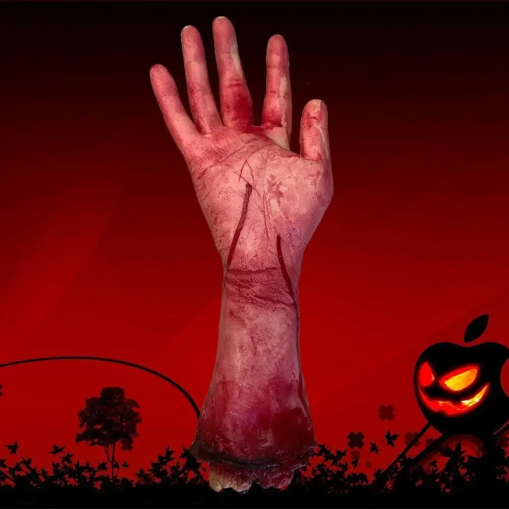 Halloween props Fake Severed Hands Zombie Hand Severed Arm Broken Body Parts for Haunted House Halloween Decorations Tricky Toys