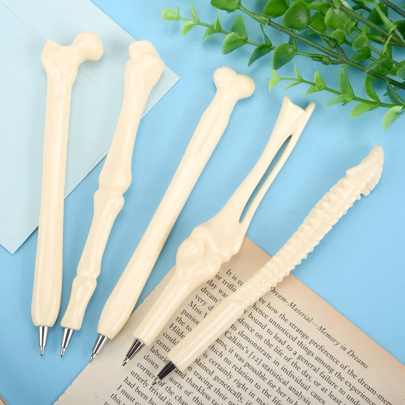 펜 쓰기 용품, 뼈 모양 볼펜, 새로운 창의적인 선물, 학교 공급, 파란색 잉크, 50 개/로트