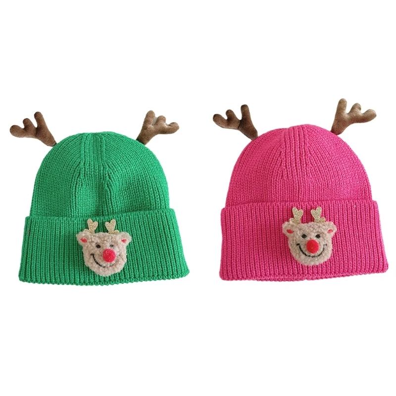 

Stylish Knit Hat Deer Antlers Warm Hat Christmas Wools Hat for Parents & Kids