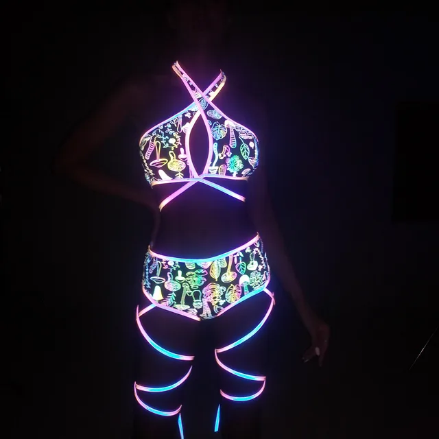 Reflective Holographic Bikini 3 Piece Set 5