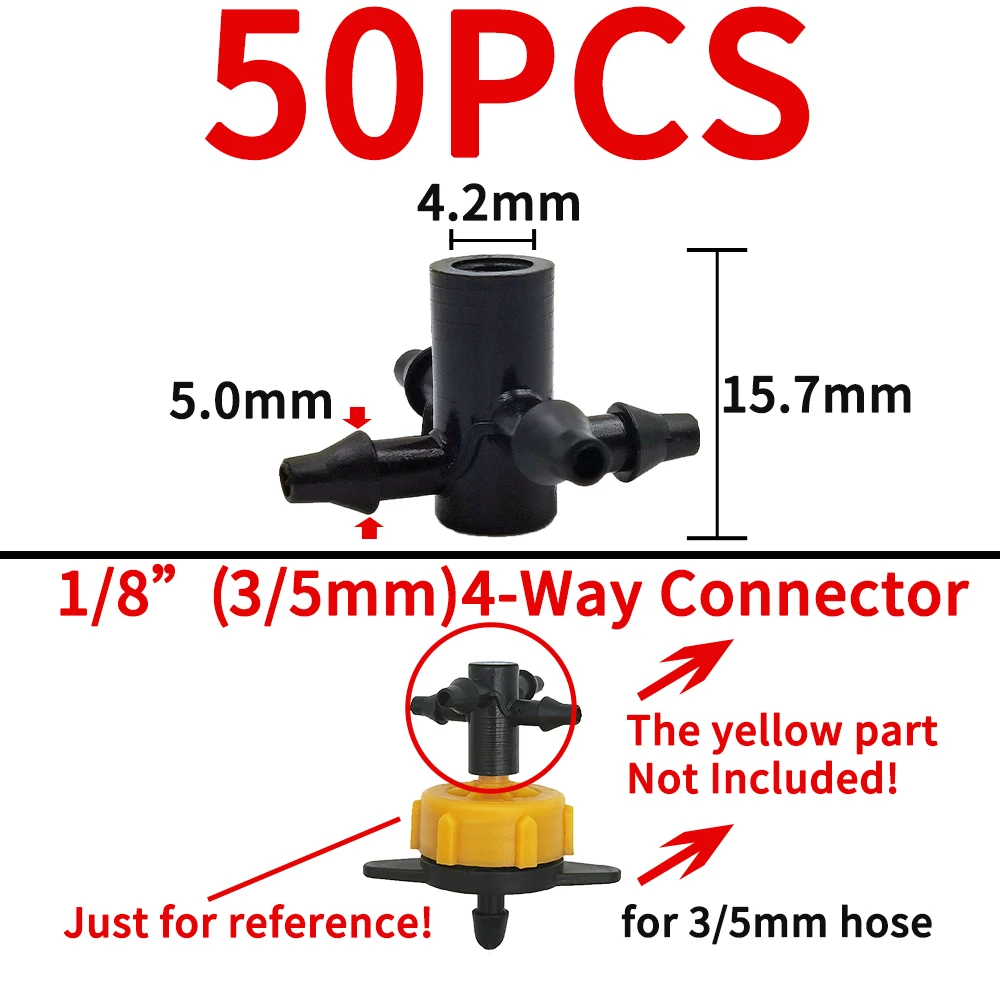 WUJIE Garden Water Connector Drip Irrigation for 1/4'' & 1/8'' Tubing Hose Accessories Joint Barbed Tees Cross Eng Plug Adaptors 6