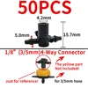 WUJIE Garden Water Connector Drip Irrigation for 1/4'' & 1/8'' Tubing Hose Accessories Joint Barbed Tees Cross Eng Plug Adaptors 6