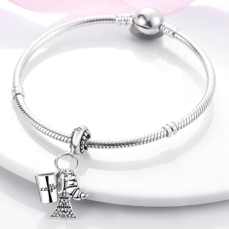 925 Sterling Silver Paris Tower Aircraft Travel Charm Pendant Beads Fit Charm Original Bracelet for Women Jewelry Making 4