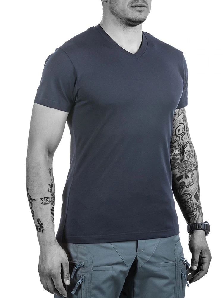 UFPRO Summer Men's Hiking Quick Drying Clothes Solid Color T-shirt V-neck Quick Drying Short Sleeves