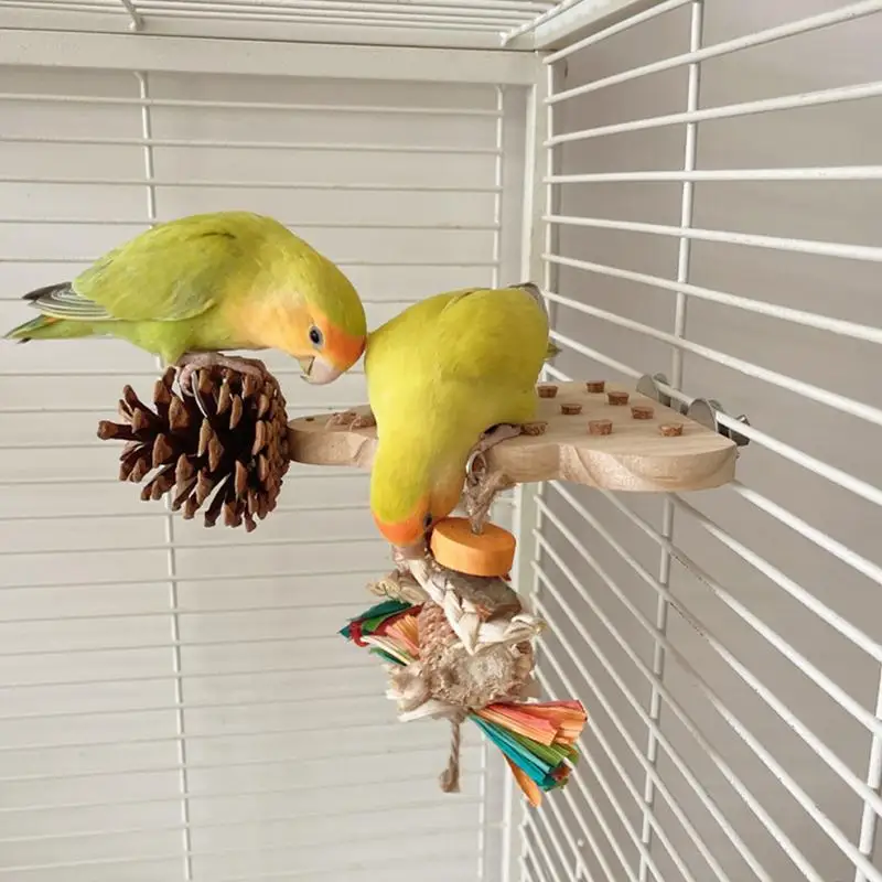 

Bird Chew Toys Parrot Natural Foraging Chewing Toy Interactive Bird Chewing Sticks Toys Bird Perch Stand Toy Cage Bite Toy for