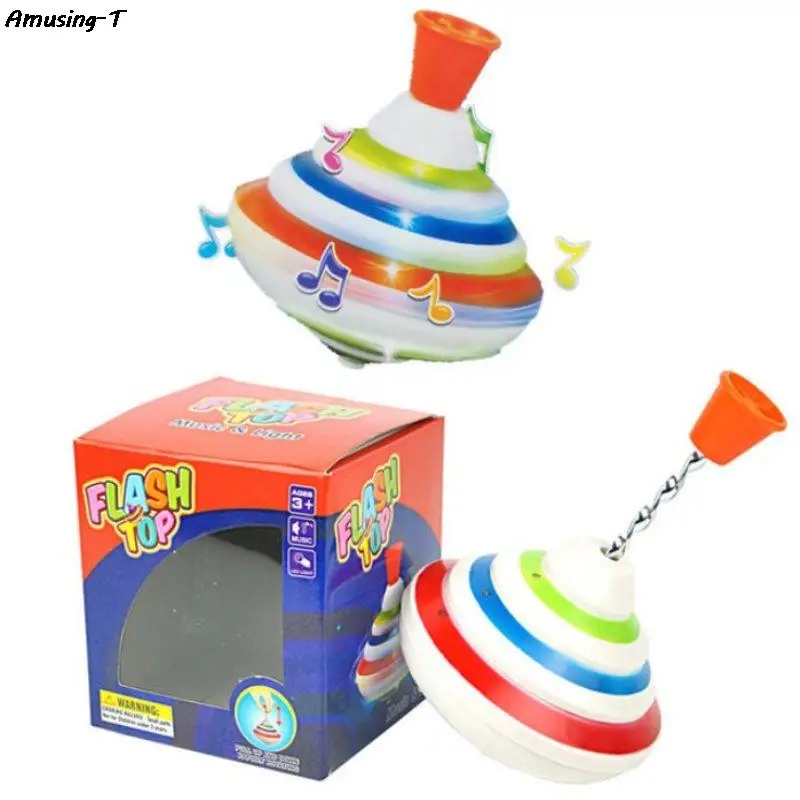 Classic Spinning Tops Toy Funny Music Light Gyro Toy Hand Push Down