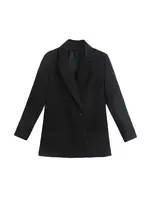 Women Fashion Double Breasted Loose Fitting Blazer Coat Vintage Long Sleeve Pockets Female Outerwear Chic Veste Femme - Image 2
