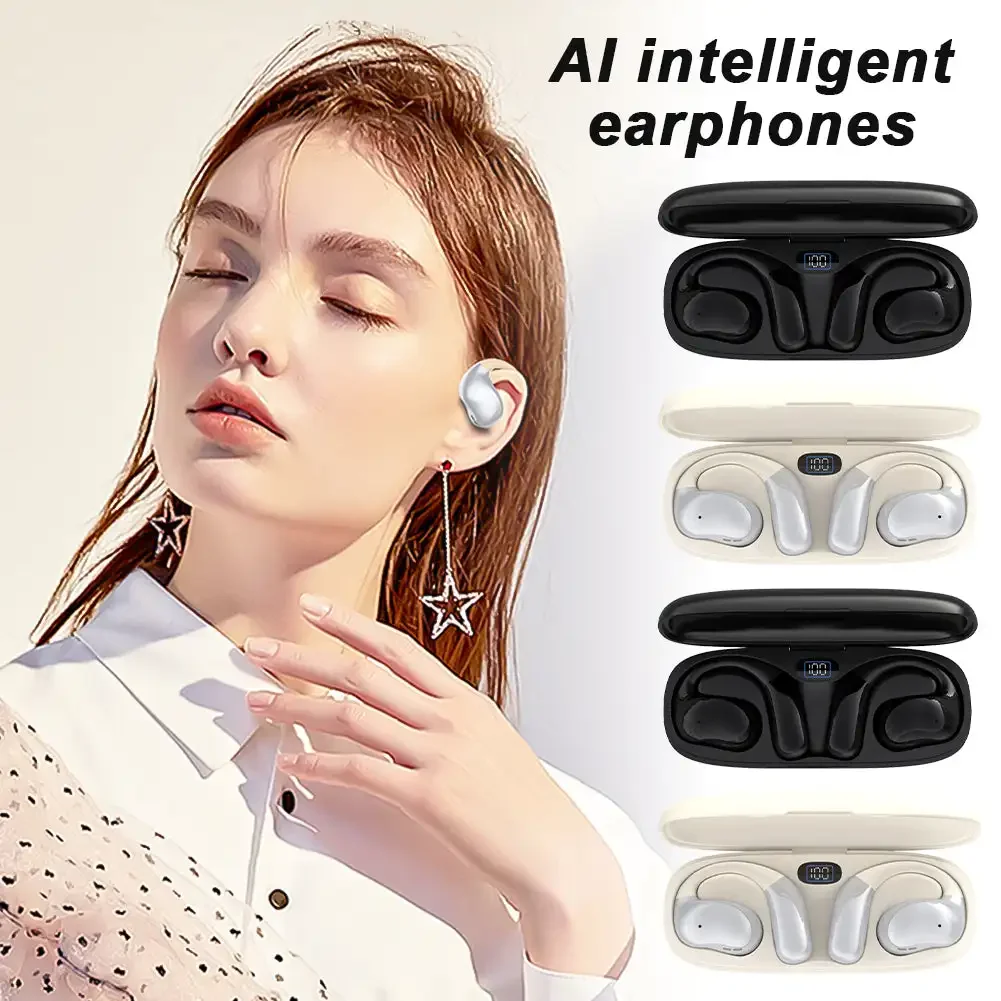 AI Intelligent Translation Bluetooth Headset OWS Hanging Earphones Wireless Stereo Sports Gaming High Accuracy Headphones