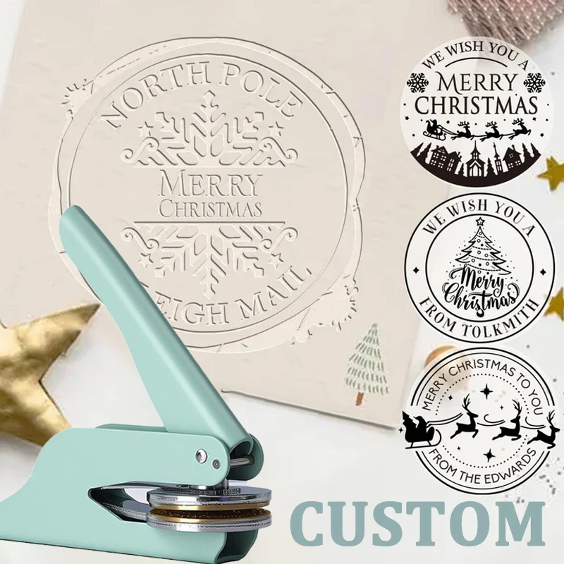 Christmas Collection Embosser Stamp LOGO Design Customized Wedding Library Book Private Seals DIY Customization Envelope Party