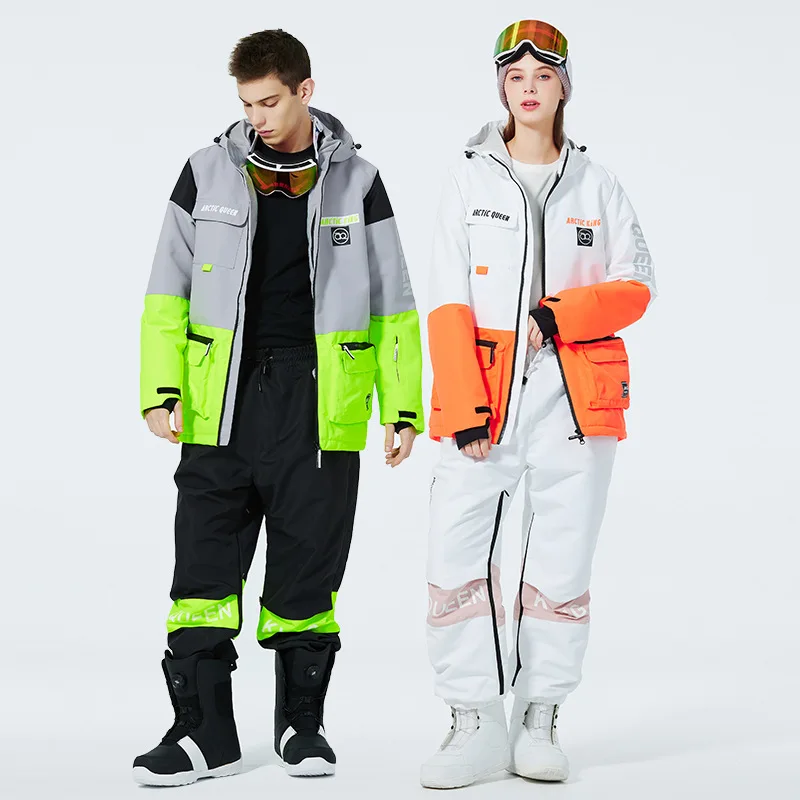 

2023 Winter Ski Suits Women Outdoor Snowboard Jackets Men Windproof Waterproof Overalls Ski Set Thickened Warm Snow Pants