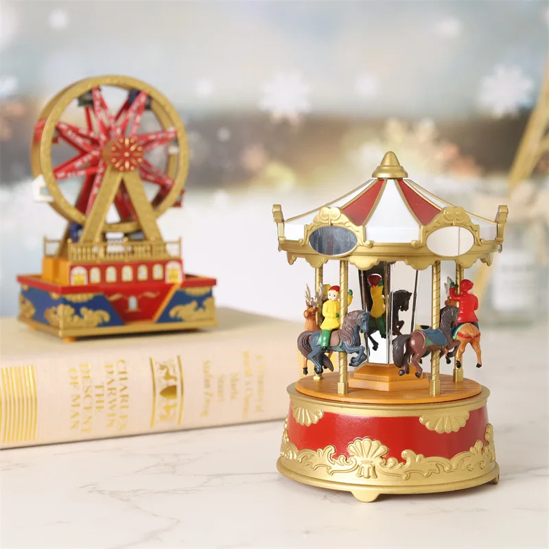 Merry Go Around Up And Down Carousel Music Box With LED Lights Gift for Girls Kids Christmas Birthday music box carousel music box