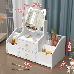 Large Capacity Makeup and Jewelry Organizer with Mirror and Drawers (B - Round)