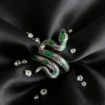 Anello a Forma di Serpente in Stile Gotico, Semplice ed Elegante, Femminile e Raffinato, Apertura Retrò, Regolabile, Accessorio di Nicchia