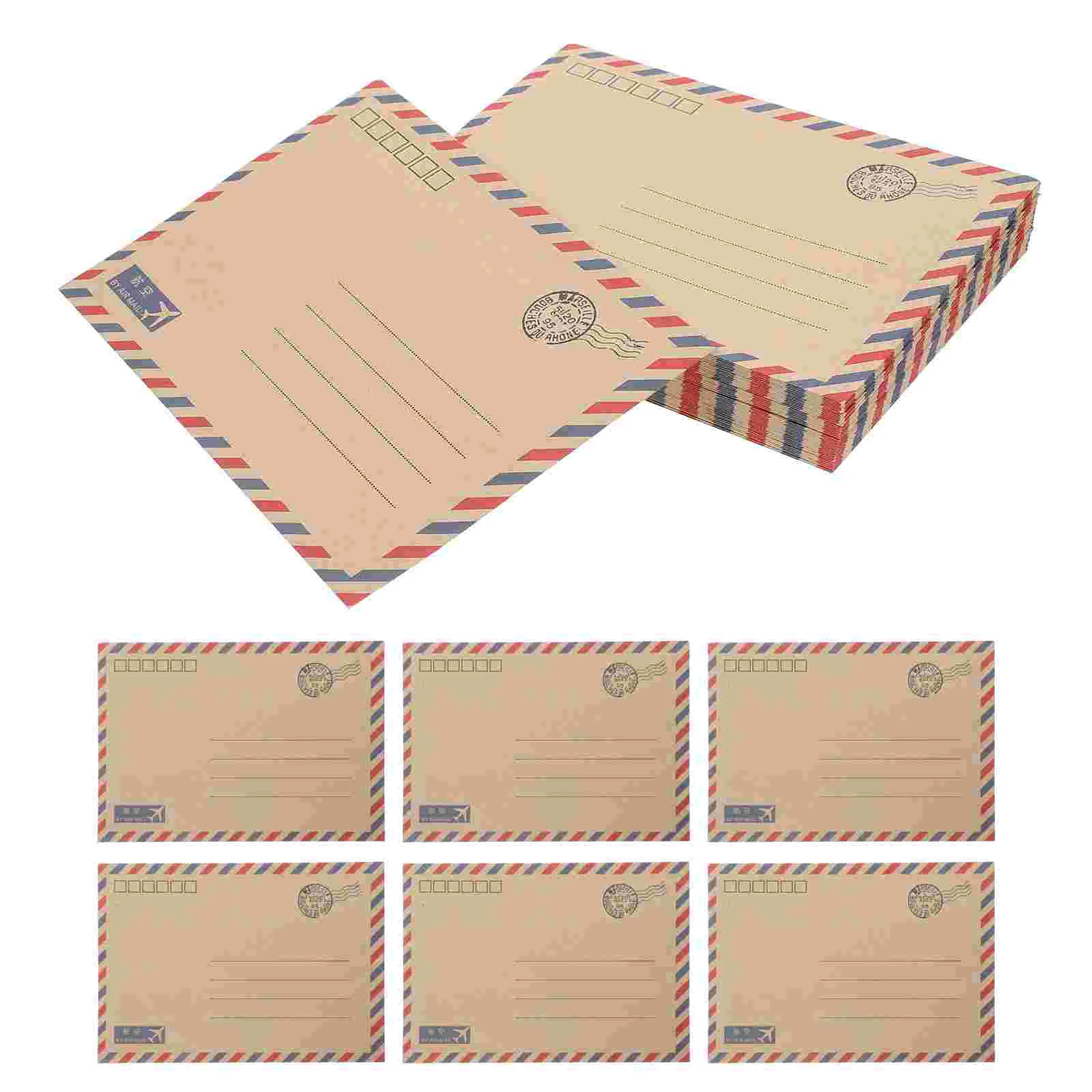 48 Pcs Vintage Envelope Paper Retro Airmail Stationery Set Invitation Envelopes Greeting Cards Postcard Plain Letter Paper