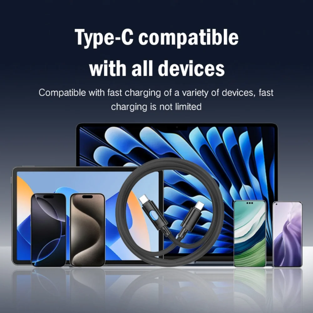 PD 60W Fast Charging Cable USB to Type C RGB Lighting Data Cord For iPhone Samsung Xiaomi Mobile Phone Accessories Charge Cables