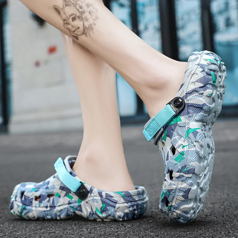 Men's Camouflage Outdoor Clog Sandals - Flat, Plus Size & Versatile Footwear