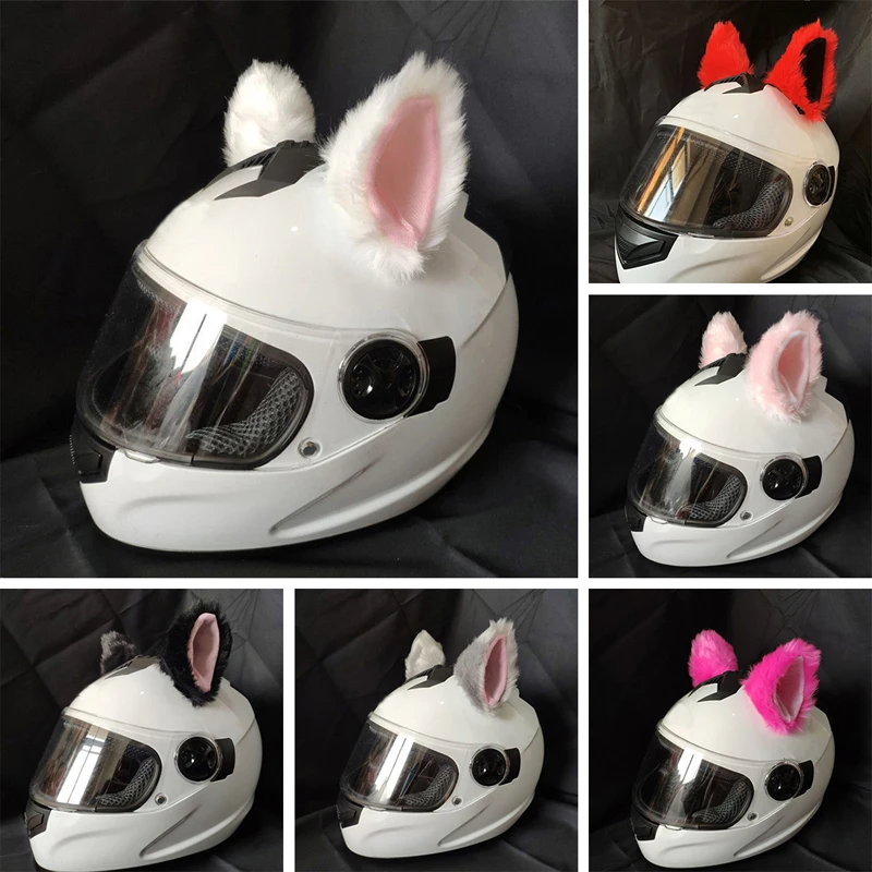 PlushKittyEarsforHelmetBicycleSkiMotorcycleHelmetHornsHelmet