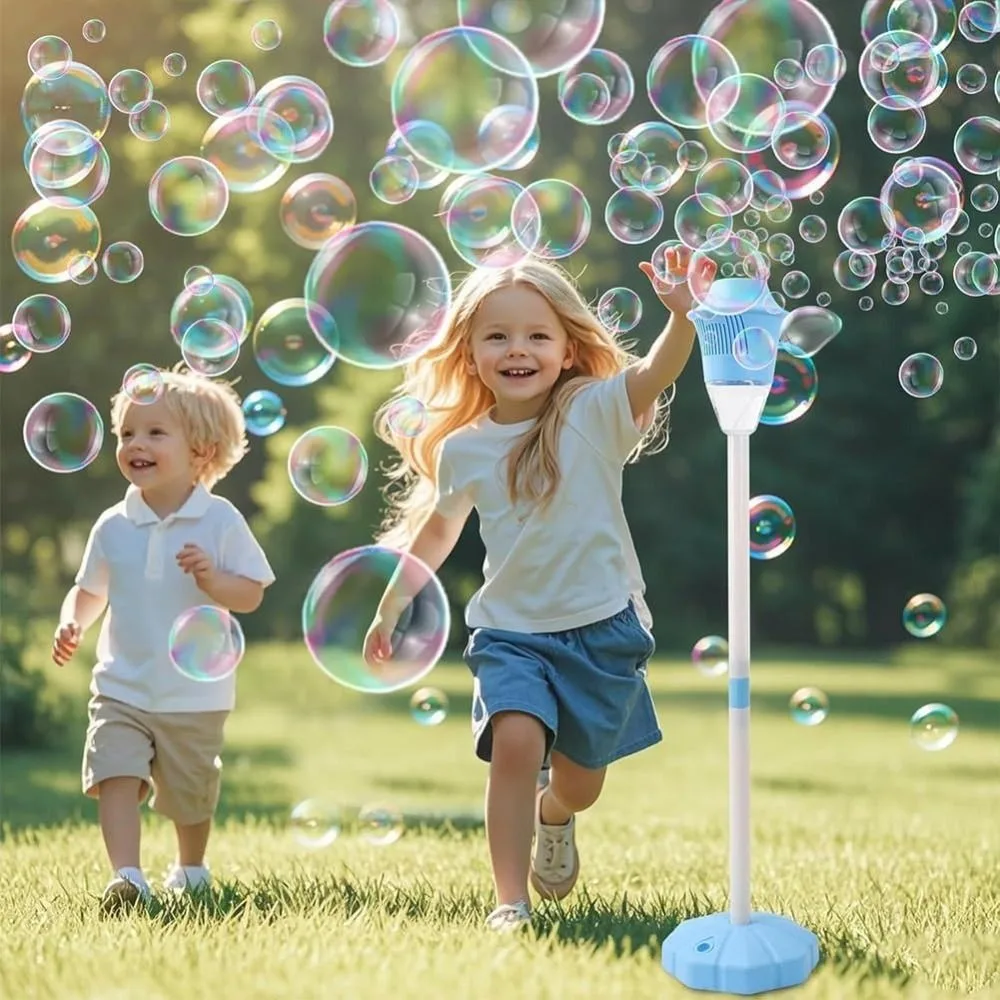 Fully Automatic Stand Bubble Machine with Light & Music Children's Toys Bubble Soap Blowing Vertical Bubble Maker