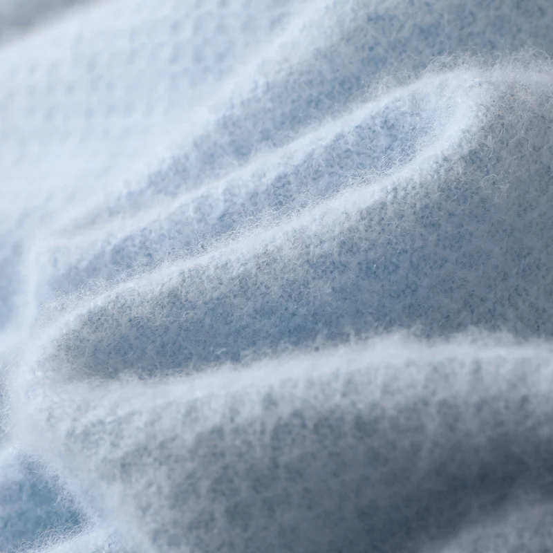 Men Round Neck Diamond Small Square Solid Color Knitted Mink Fleece Sweater Pullover Casual Autumn Winter New Fashion