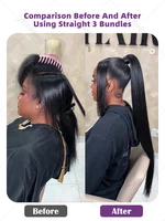 Extensions de cheveux humains brésiliens vierges non traités Remy, lisses comme des baguettes, 30-34 pouces, 3 ou 4 paquets, double trame, cheveux en vrac pour tressage 5