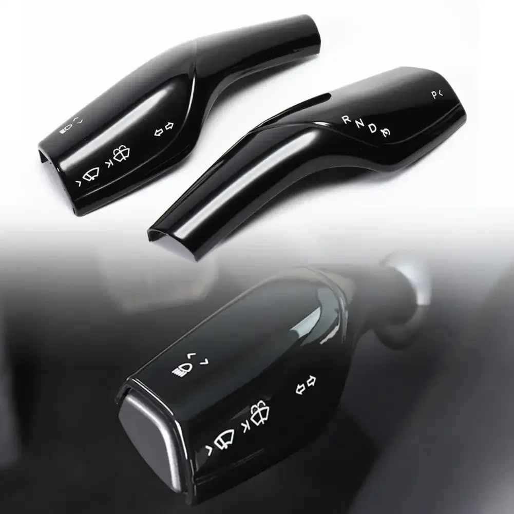 BJSIA 2PCS Steering Lever Cover Compatible With Tesla Model 3 Model Y, Gear Shift Cover Carbon Fiber Pattern Gear Lever Cover For Car Knob Protection Cover (Matte Black - View #10