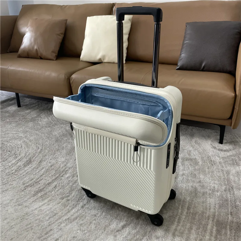 

The front opening boarding trolley luggage mute universal wheel 20 travel trolley suitcase 24 inch charging luggage