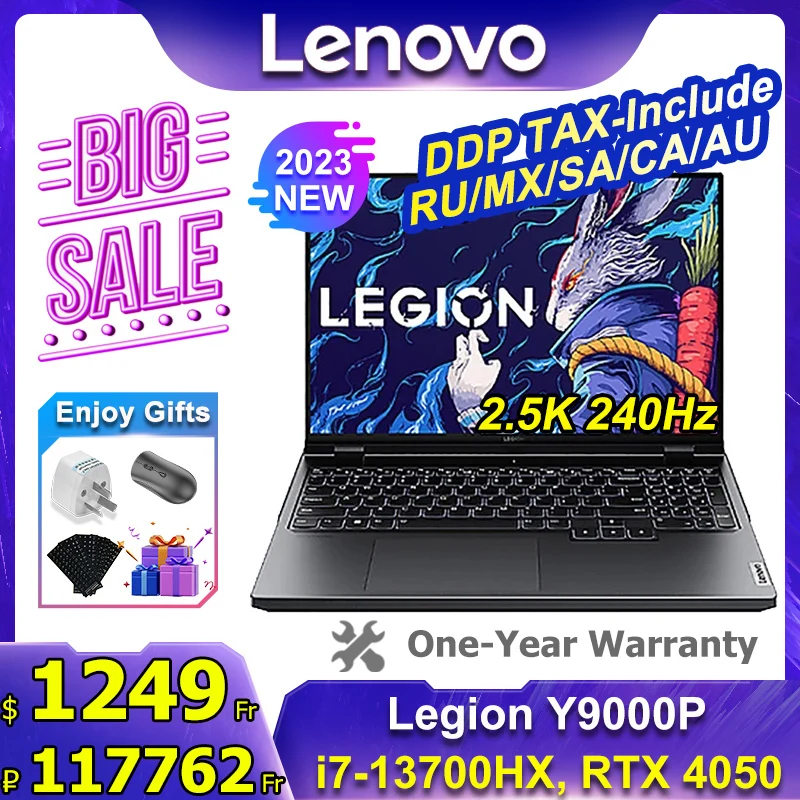 Lenovo Legion Laptop Y9000P 2023 E sports Gaming PC 13th Intel i7 13700HX CPU NVIDIA RTX 4050 6G 2.5K 240Hz 16inch Game Notebook