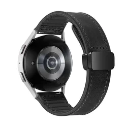Elegant Magnetic Leather Silicone Strap - Premium 20/22mm Bracelet Band - 20MM Watch Band (Black)