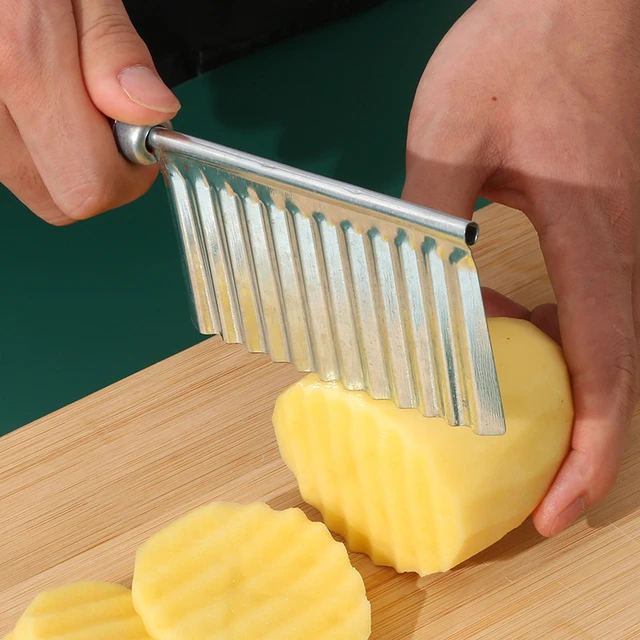 Stainless Steel Potato Chip Slicer Dough Vegetable Fruit Crinkle Wavy  Kitchen Knife Cutter Chopper French Fry Maker Tools Gadget - AliExpress