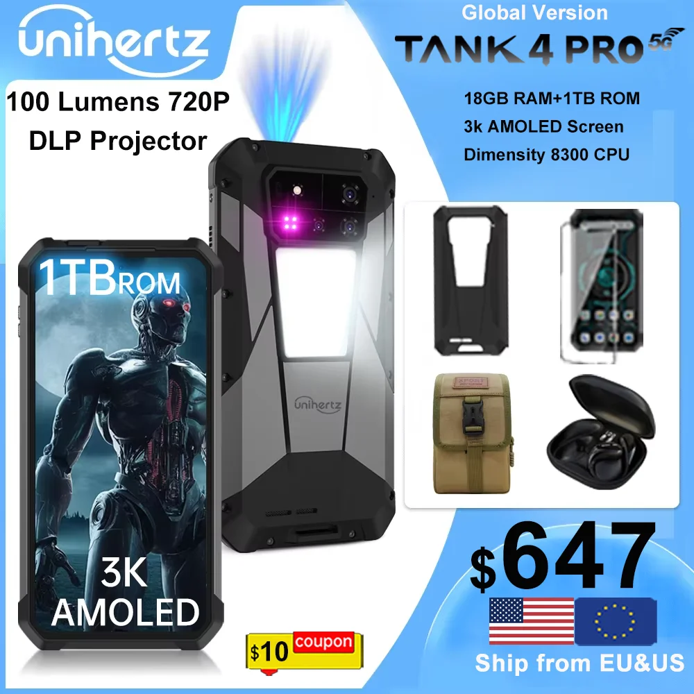Unihertz Tank 4 pro 8849 Rugged Phone 5G AI Built-in 720P