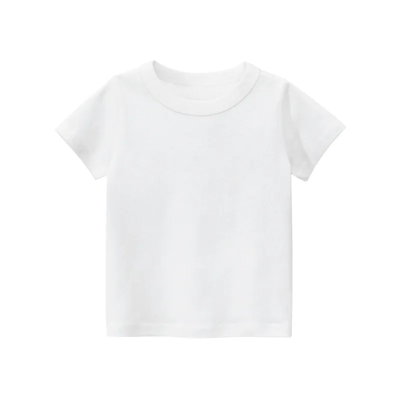 Summer Cotton Boys T Shirt Short Sleeve White Tshirt For Girl Solid Color Simple Children's Clothing T-Shirts For Children Tops 6
