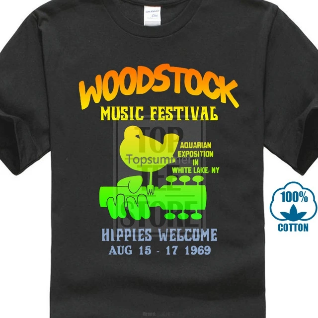 

Summer 2019 Famous Brand Authentic Woodstock Music Festival Bird Guitar Logo Hippies Welcome 1969 T Shirt Band Logo Tee Shirt Fo